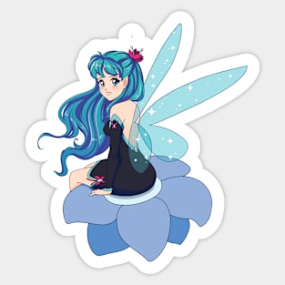 anime fairy with shiny blue Sticker